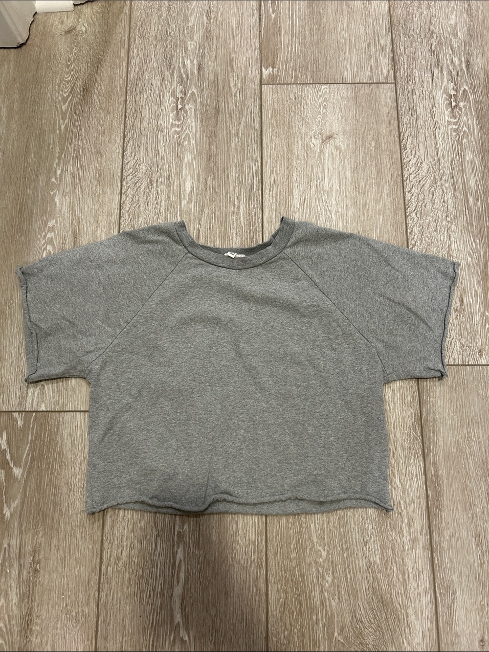 Gray Short-Sleeve Crop Top